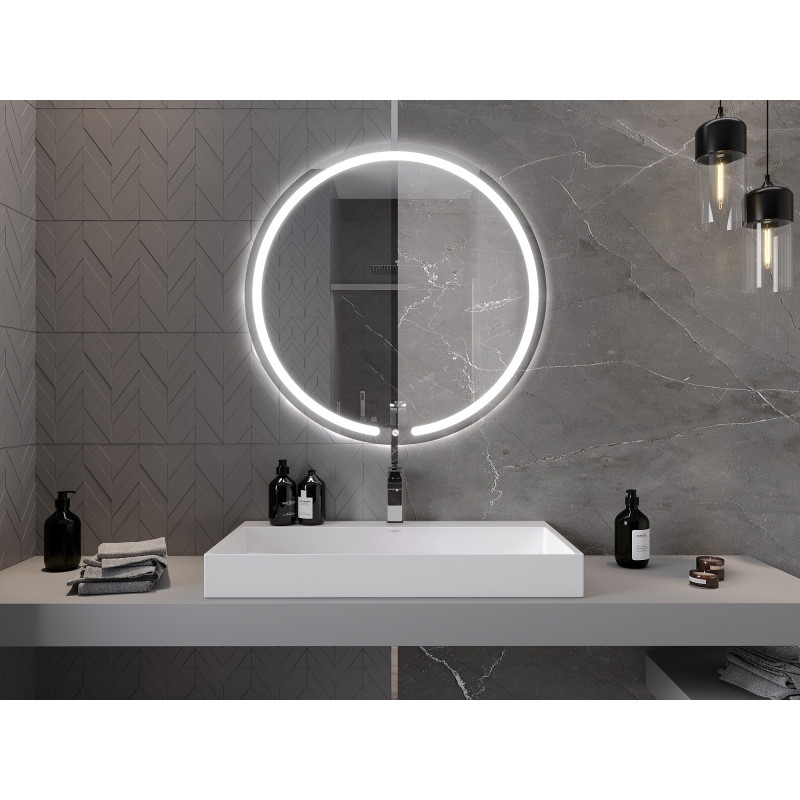 Mexen Rose osvetlené kúpeľňové zrkadlo, okrúhle 90 cm, LED 6000K, proti zahmlievaniu - 9810-090-090-611-00