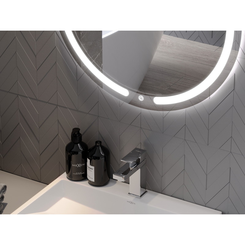 Mexen Rose kúpeľňové zrkadlo podsvietené, okrúhle 80 cm, LED 6000K, proti zahmlievaniu - 9810-080-080-611-00