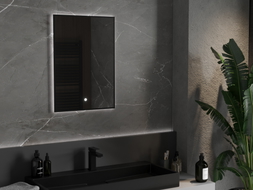 Mexen Erma osvetlené zrkadlo do kúpeľne 50 x 70 cm, LED 6000K, anti-para, čierny rám - 9814-050-070-611-70