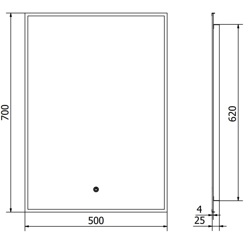 Mexen Erma LED podsvietené kúpeľňové zrkadlo 50 x 70 cm, LED 6000K, anti-pára, čierny rám - 9814-050-070-611-70