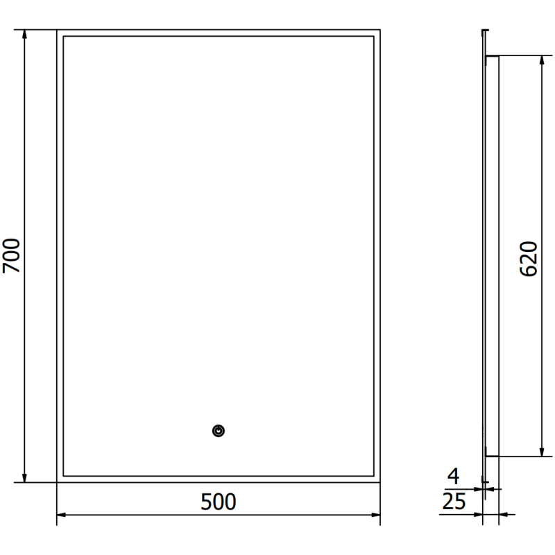 Mexen Erma osvetlené kúpeľňové zrkadlo 50 x 70 cm, LED 6000K, proti zahmlievaniu, čierny rám - 9814-050-070-611-70