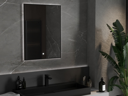 Mexen Erma kúpeľňové zrkadlo s podsvietením 60 x 80 cm, LED 6000K, proti rosneniu, čierny rám - 9814-060-080-611-70
