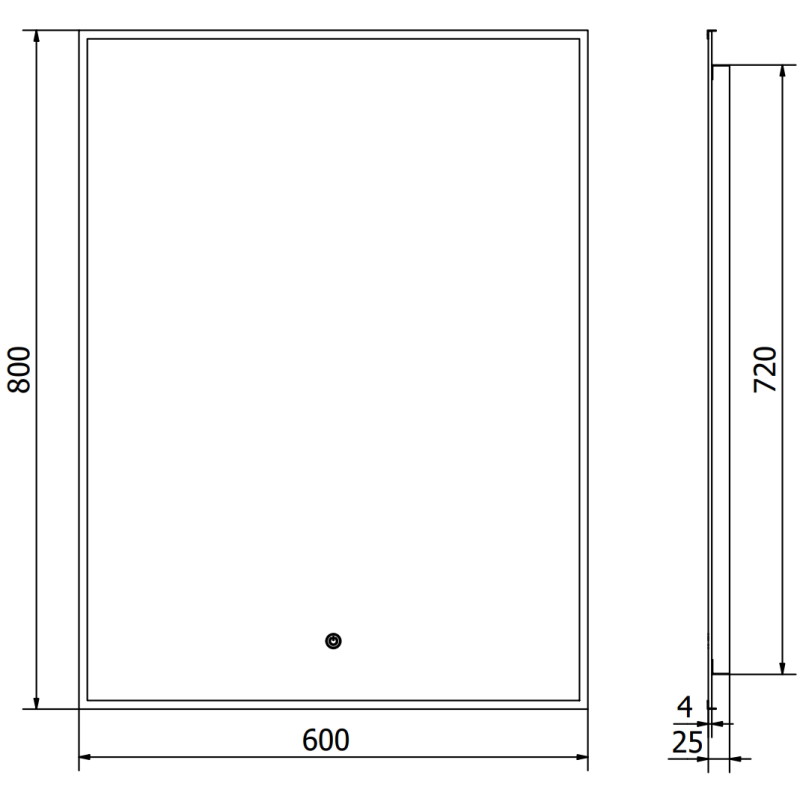 Mexen Erma osvetlené kúpeľňové zrkadlo 60 x 80 cm, LED 6000K, proti pare, čierny rám - 9814-060-080-611-70