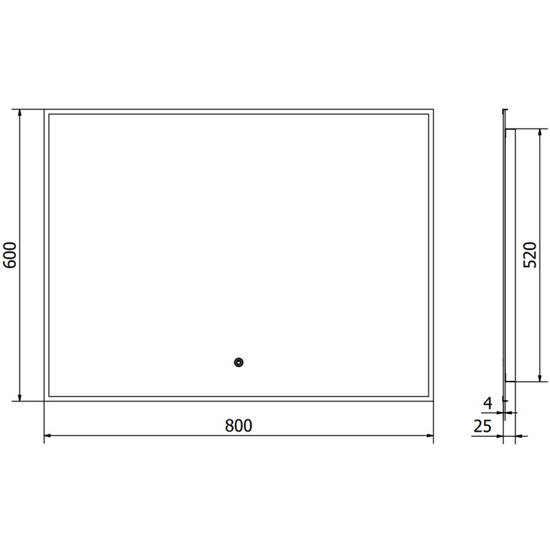 Mexen Erma osvetlené kúpeľňové zrkadlo 80 x 60 cm, LED 6000K, proti zahmlievaniu, čierny rám - 9814-080-060-611-70
