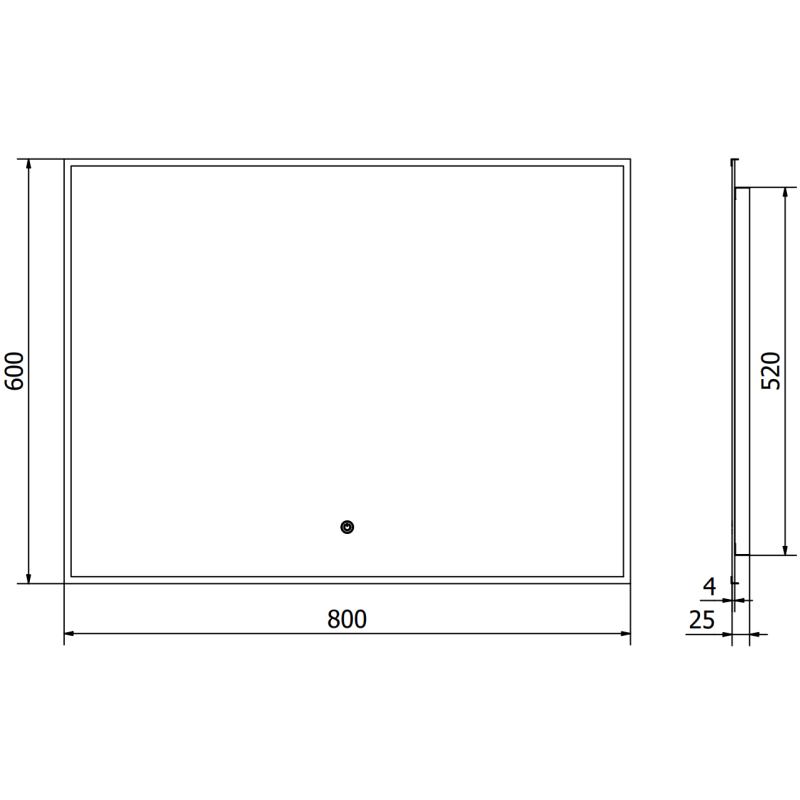 Mexen Erma podsvietené kúpeľňové zrkadlo 80 x 60 cm, LED 6000K, proti zahmlievaniu, čierny rám - 9814-080-060-611-70