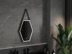 Mexen Orla kúpeľňové zrkadlo s podsvietením 50 x 70 cm, LED 6000K, ochrana proti zahmleniu, čierny rám - 9815-050-070-611-70