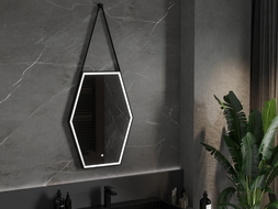 Mexen Orla kúpeľňové zrkadlo s podsvietením 60 x 80 cm, LED 6000K, ochrana proti zahmleniu, čierny rám - 9815-060-080-611-70