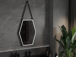 Mexen Orla osvetlené kúpeľňové zrkadlo 60 x 80 cm, LED 6000K, proti zahmlievaniu, čierny rám - 9815-060-080-611-70