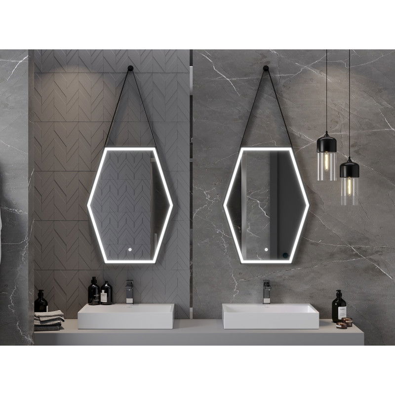 Mexen Orla osvetlené zrkadlo do kúpeľne 60 x 80 cm, LED 6000K, proti zahmlievaniu, čierny rám - 9815-060-080-611-70