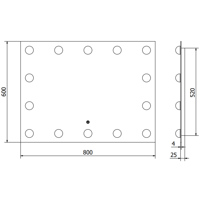 Mexen Dona osvetlené kúpeľňové zrkadlo 80 x 60 cm, LED 6000K, proti zrkadleniu - 9818-080-060-611-00