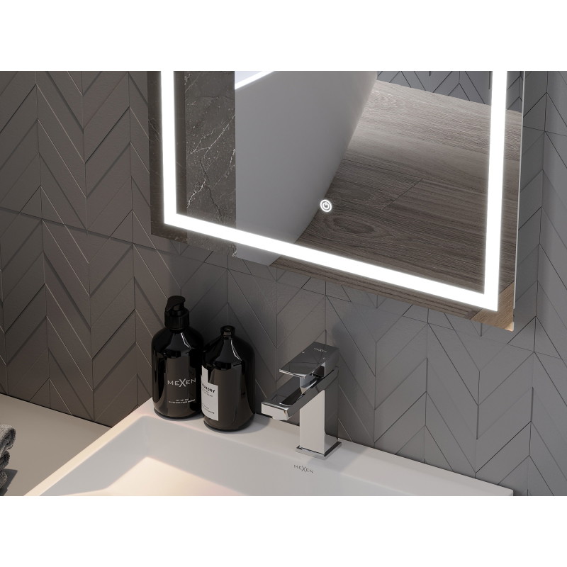 Mexen Miko osvetlené kúpeľňové zrkadlo 60 x 80 cm, LED 6000K, proti zahmlievaniu - 9819-060-080-611-00