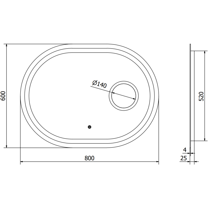 Mexen Umba osvetlené kúpeľňové zrkadlo s kozmetickým zrkadielkom 80 x 60 cm, LED 6000K, proti zahmlievaniu