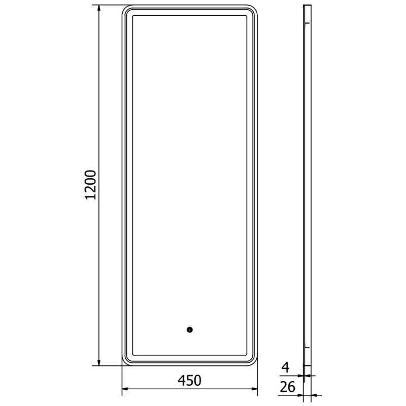 Mexen Coro podsvietené kúpeľňové zrkadlo 45 x 120 cm, LED 6000K, protizahmlievací, čierny rám - 9817-045-120-611-70