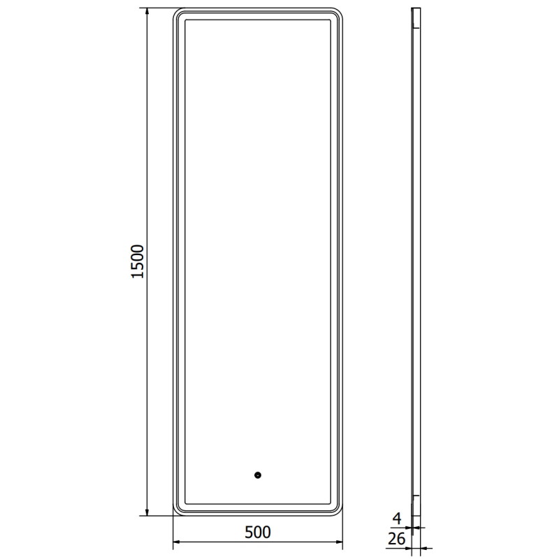 Mexen Coro kúpeľňové zrkadlo s podsvietením 50 x 150 cm, LED 6000K, antivlna, čierny rám - 9817-050-150-611-70