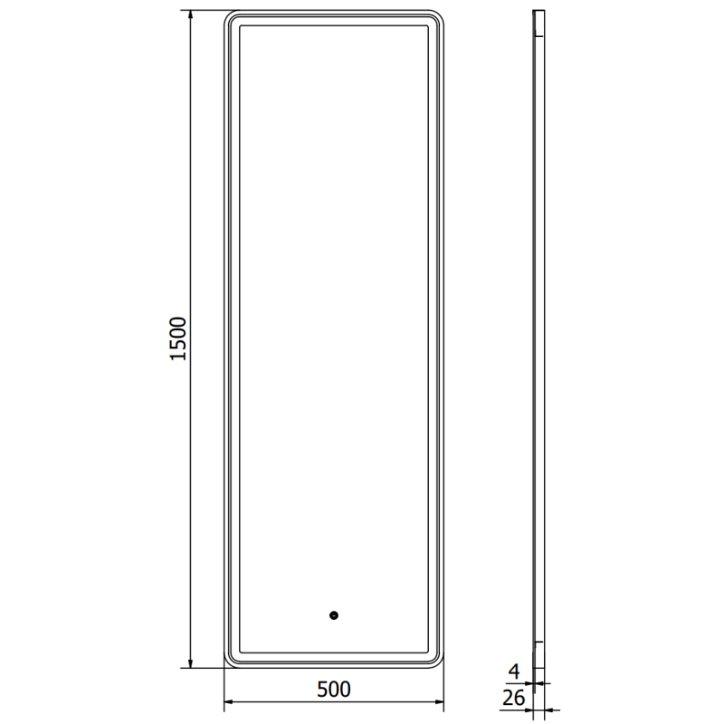 Mexen Coro zrkadlo do kúpeľne s podsvietením 50 x 150 cm, LED 6000K, proti zahmlievaniu, čierny rám - 9817-050-150-611-70