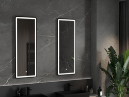 Mexen Coro kúpeľňové zrkadlo s podsvietením 45 x 120 cm, LED 6000K, ochrana proti zahmleniu, čierny rám - 9817-045-120-611-70 Mexen Coro kúpeľňové zrkadlo s podsvietením 45 x 120 cm, LED 6000K, ochrana proti zahmleniu, čierny rám - 9817-045-120-611-70