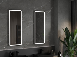 Mexen Coro podsvietené kúpeľňové zrkadlo 45 x 120 cm, LED 6000K, protizahmlievací, čierny rám - 9817-045-120-611-70