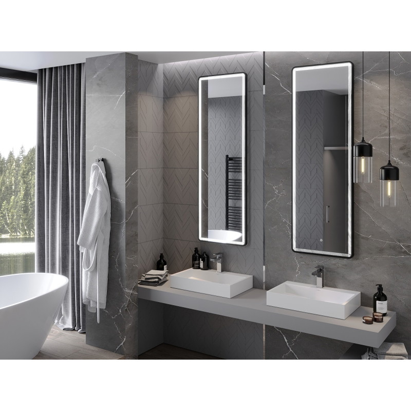 Mexen Coro kúpeľňové zrkadlo s podsvietením 50 x 150 cm, LED 6000K, antivlna, čierny rám - 9817-050-150-611-70