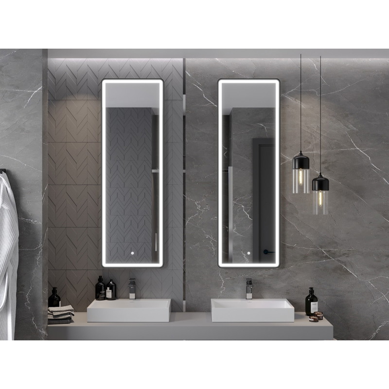 Mexen Coro kúpeľňové zrkadlo s podsvietením 50 x 150 cm, LED 6000K, antivlna, čierny rám - 9817-050-150-611-70
