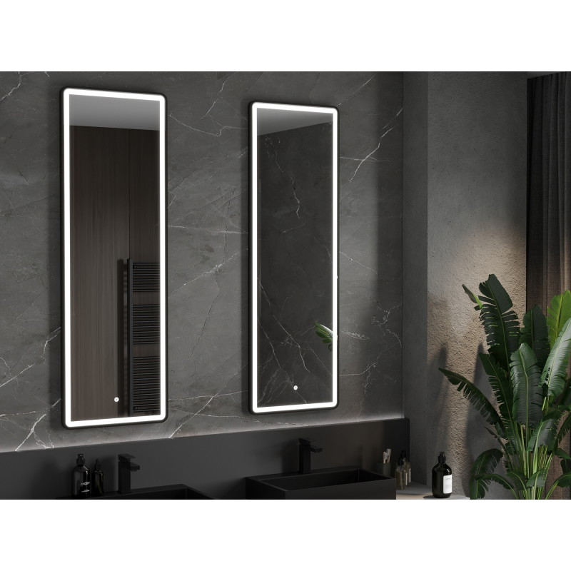 Mexen Coro kúpeľňové zrkadlo s podsvietením 50 x 150 cm, LED 6000K, antivlna, čierny rám - 9817-050-150-611-70