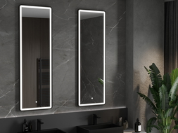 Mexen Coro kúpeľňové zrkadlo s podsvietením 50 x 150 cm, LED 6000K, ochrana proti zahmleniu, čierny rám - 9817-050-150-611-70