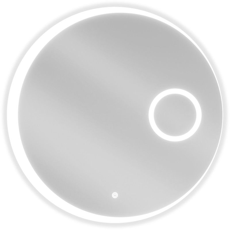 Mexen Ella kúpeľňové zrkadlo s podsvietením a kozmetickým zrkadlom, okrúhle 70 cm, LED 6000K, proti zahmlievaniu