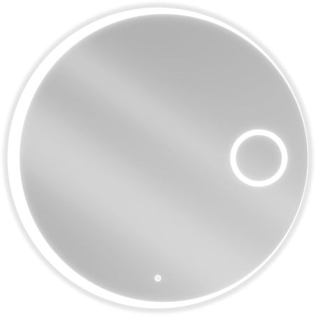 Mexen Ella podsvietené zrkadlo do kúpeľne s kozmetickým zrkadlom, okrúhle 90 cm, LED 6000K, voči zahmlievaniu