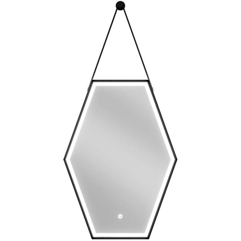 Mexen Orla osvetlené kúpeľňové zrkadlo 50 x 70 cm, LED 6000K, antizahmlievanie, čierny rám - 9815-050-070-611-70