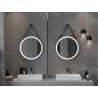 Mexen Reni kúpeľňové zrkadlo s podsvietením, okrúhle 60 cm, LED 6000K, anti-para, čierny rám - 9812-060-060-611-70