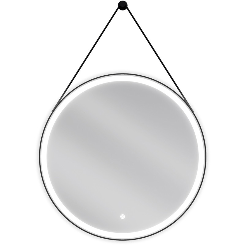 Mexen Reni osvetlené kúpeľňové zrkadlo, okrúhle 70 cm, LED 6000K, proti zaroseniu, čierny rám - 9812-070-070-611-70