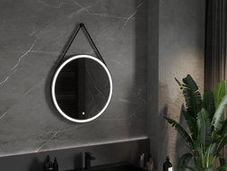 Mexen Reni osvetlené kúpeľňové zrkadlo, okrúhle 70 cm, LED 6000K, proti zaroseniu, čierny rám - 9812-070-070-611-70