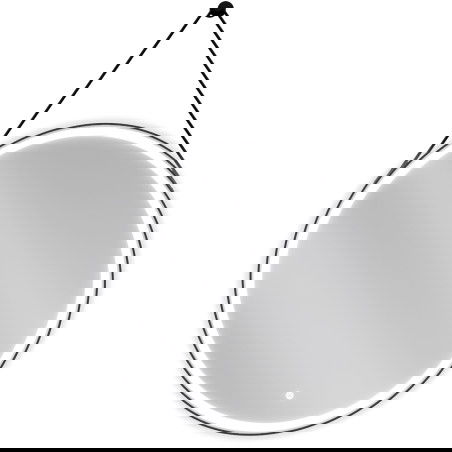 Mexen Reni podsvietené kúpeľňové zrkadlo, okrúhle 80 cm, LED 6000K, proti zahmlievaniu, čierny rám - 9812-080-080-611-70