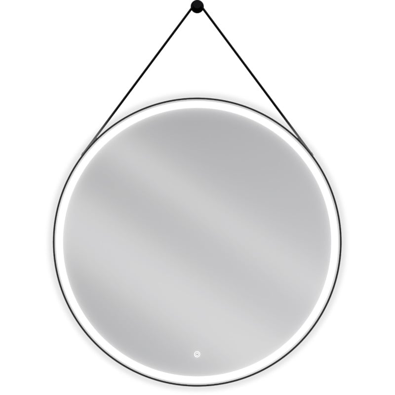 Mexen Reni zrkadlo do kúpeľne podsvietené, okrúhle 90 cm, LED 6000K, proti zahmlievaniu, čierny rám - 9812-090-090-611-70