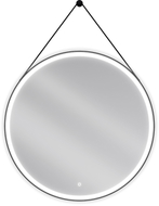 Mexen Reni podsvietené kúpeľňové zrkadlo, okrúhle 90 cm, LED 6000K, antivapor, čierny rám - 9812-090-090-611-70
