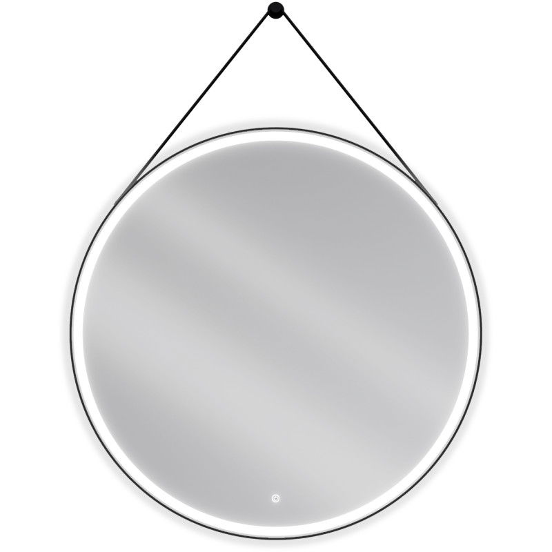 Mexen Reni podsvietené zrkadlo do kúpeľne, okrúhle 100 cm, LED 6000K, proti zahmlievaniu, čierny rám - 9812-100-100-611-70