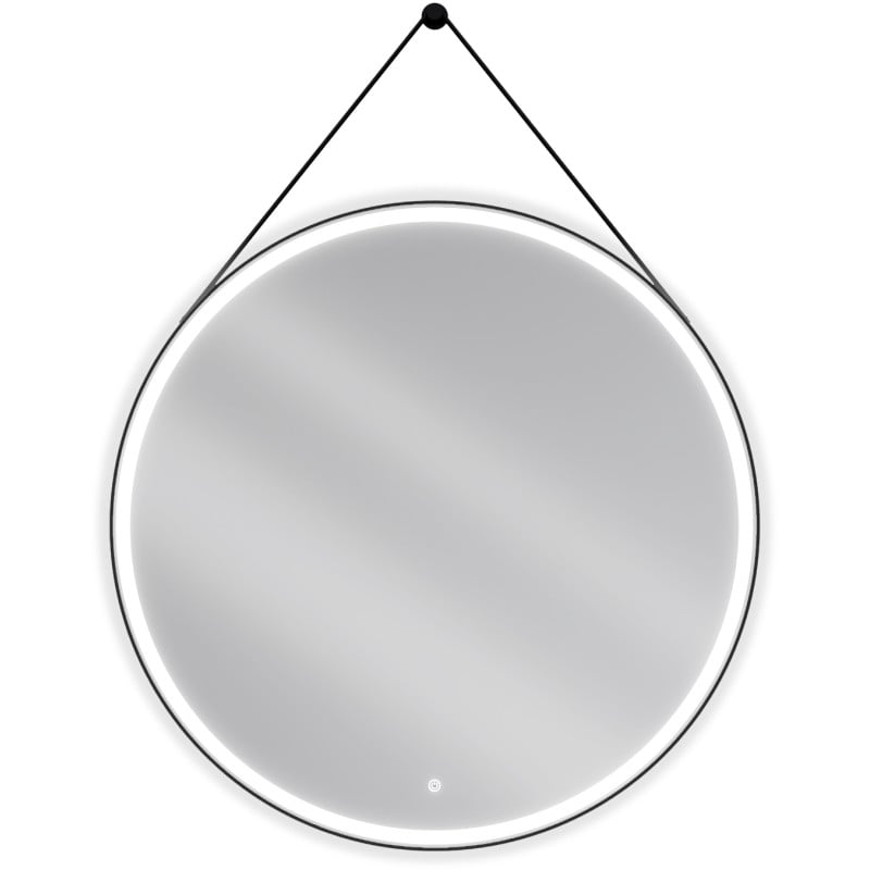 Mexen Reni zrkadlo kúpeľňové podsvietené, okrúhle 100 cm, LED 6000K, proti zahmlievaniu, čierny rám - 9812-100-100-611-70