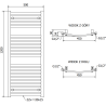 Mexen Helios kúpeľňový radiátor 1200 x 500 mm, 448 W, chróm - W103-1200-500-00-01