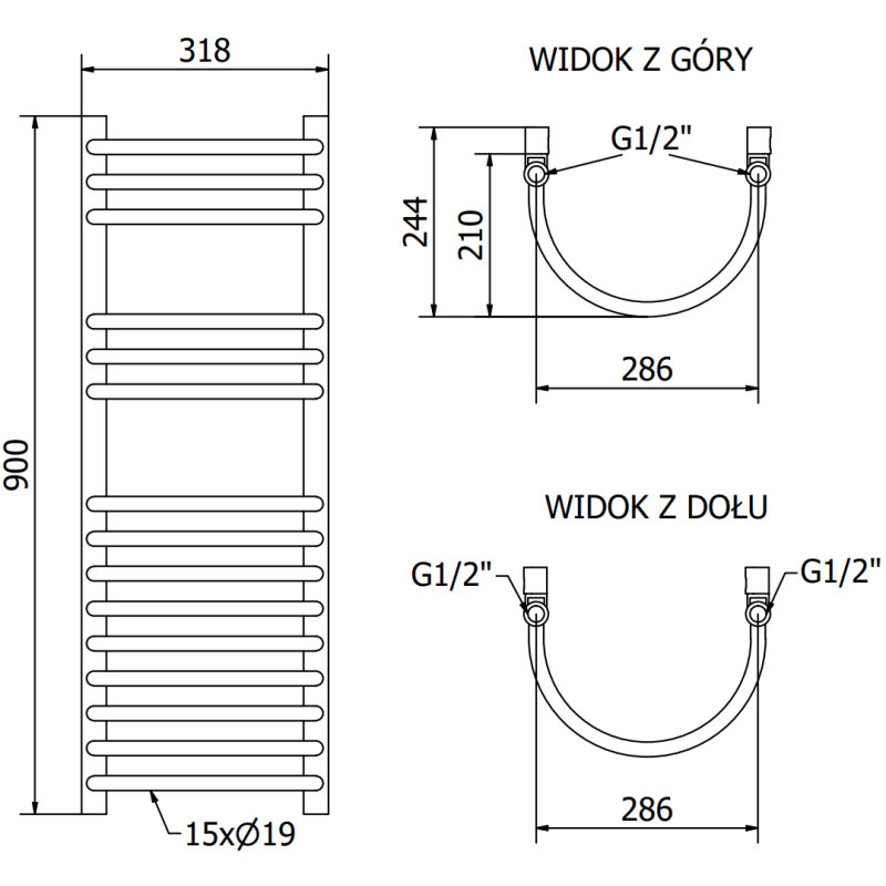 Mexen Eros kúpeľňový radiátor 900 x 318 mm, 315 W, čierny - W112-0900-318-00-70