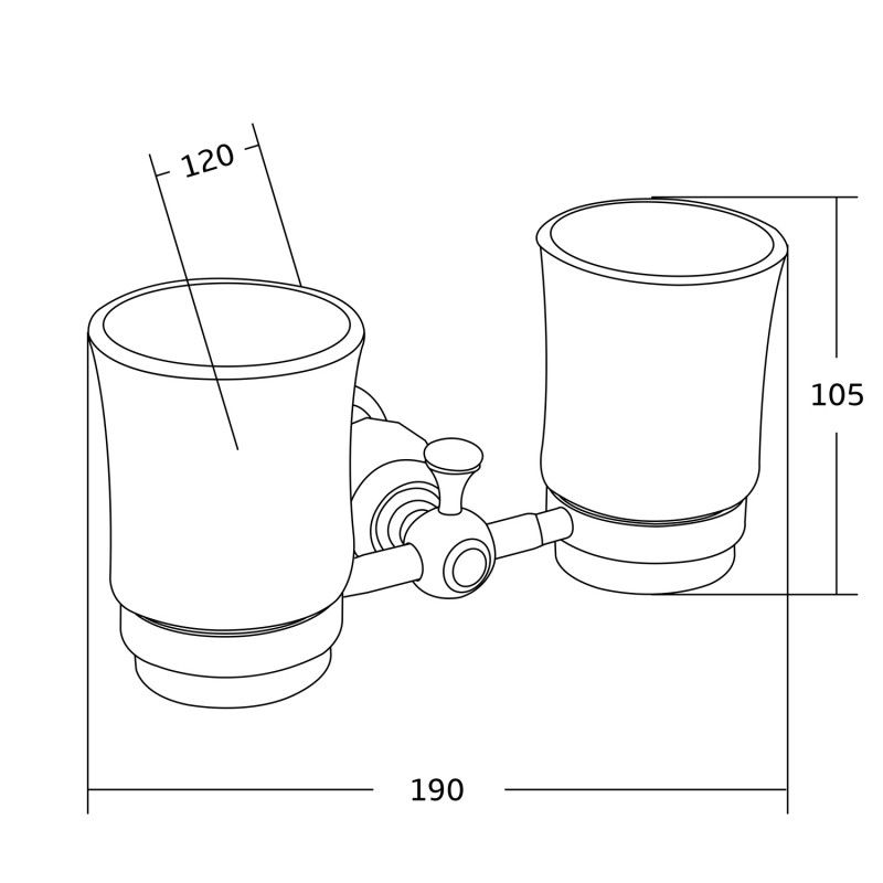 Mexen Estela dvojitý pohár na zubné kefky, čierny - 7011552-70