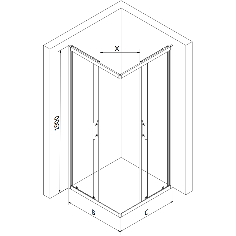Mexen Rio sprchovací kút štvorcový 70 x 70 cm, transparentný, zlatý + vanička Rio, biela - 860-070-070-50-00-4510