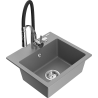 Mexen Milo granitový drez 1-komorový s kuchynskou batériou Aster, sivý - 6505-71-73450-07