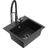 Mexen Milo granitový drez 1-komorový s kuchynskou batériou Aster, čierny/strieborný metalik - 6505-73-73450-07-B