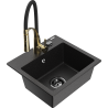 Mexen Milo granitový drez 1-komorový s kuchynskou batériou Aster, čierny/strieborný metalický - 6505-73-73450-57-B