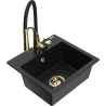 Mexen Milo žulový drevený drez 1-komorový s kuchynskou batériou Aster, čierny - 6505-77-73450-57-G