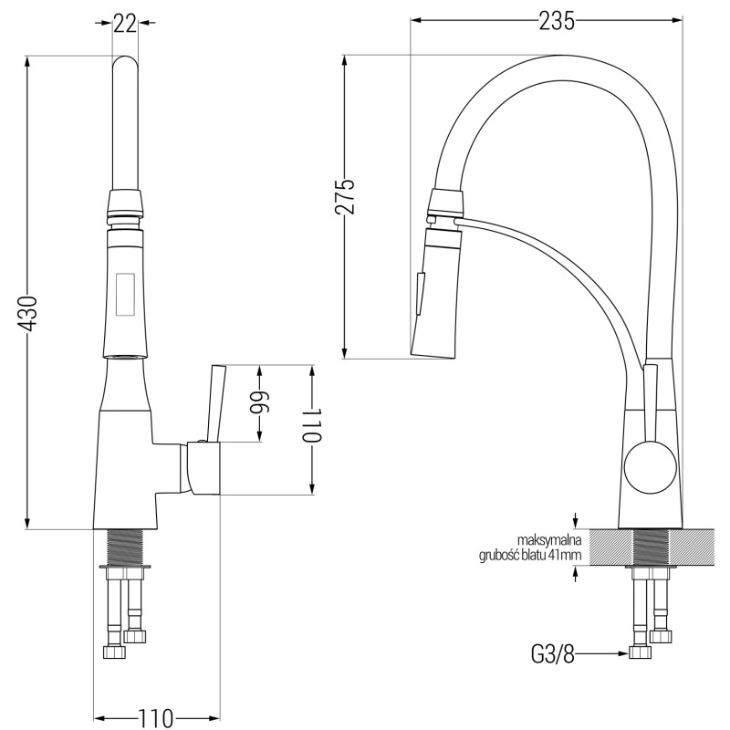 Mexen Enzo granitový drez s 1 komorou s odkvapkávačom a kuchynskou batériou Aster, béžový - 6506-69-73450-70-B
