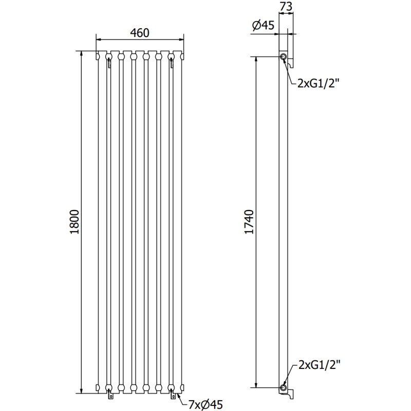Mexen Texas dekoratívne kúrenie 1800 x 460 mm, 965 W, biele - W203-1800-460-00-20
