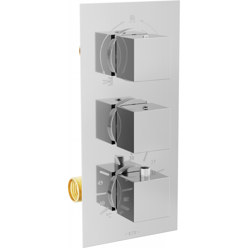 Mexen Cube termostatická vaňovo-sprchová batéria 3-výstupová, chróm - 77503-00
