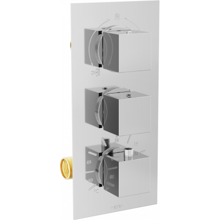 Mexen Cube termostatická vaňová-sprchová batéria s 3 vývodmi, chróm - 77503-00