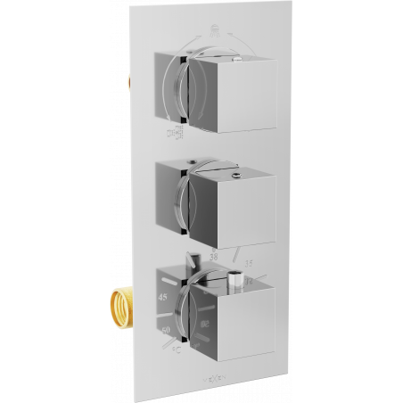 Mexen Cube termostatická vaňovo-sprchová batéria 3-výstupová, chróm - 77503-00