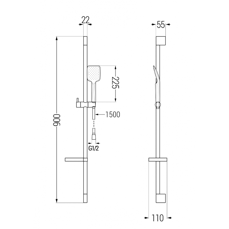 Mexen Pecos DS75 vaňový set, čierny - 72703DS75-70